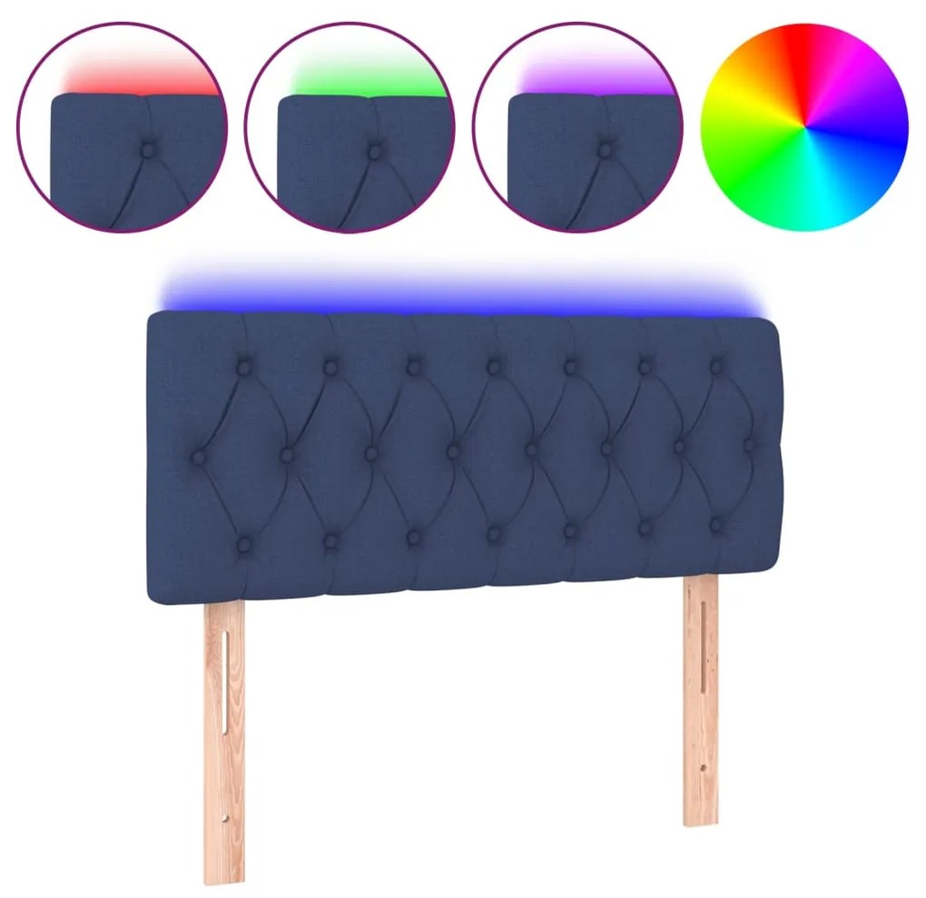 Testiera a led blu 100x7x78/88 cm in tessuto