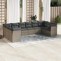 Set Divano da Giardino 10 pz con Cuscini Grigio in Polyrattancod mxl 90590