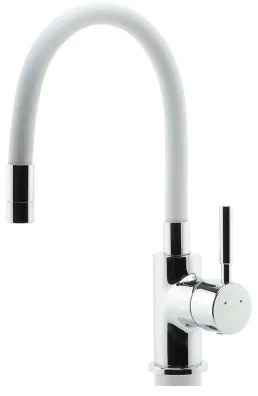 FERRO - Rubinetto per lavello con braccio flessible cromo lucido/bianco