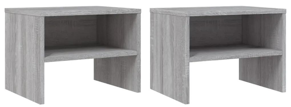 Comodini grigio sonoma 2 pz 40x30x30 cm in legno multistrato