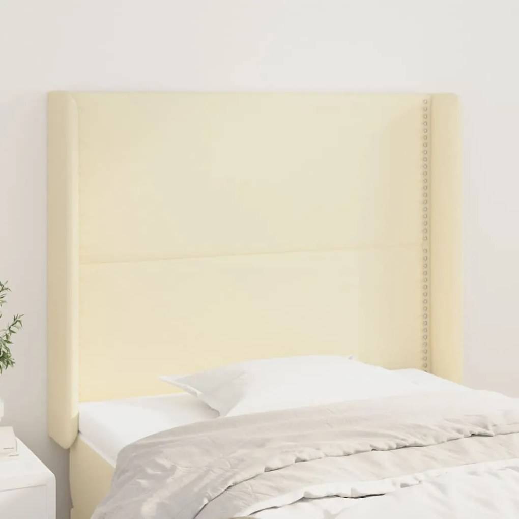 Testiera Ad Orecchio Crema 83x16x118/128 Cm İn Similpelle /