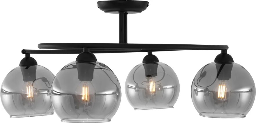 Plafoniera moderna nera con vetro fumé 4 luci - Alanis