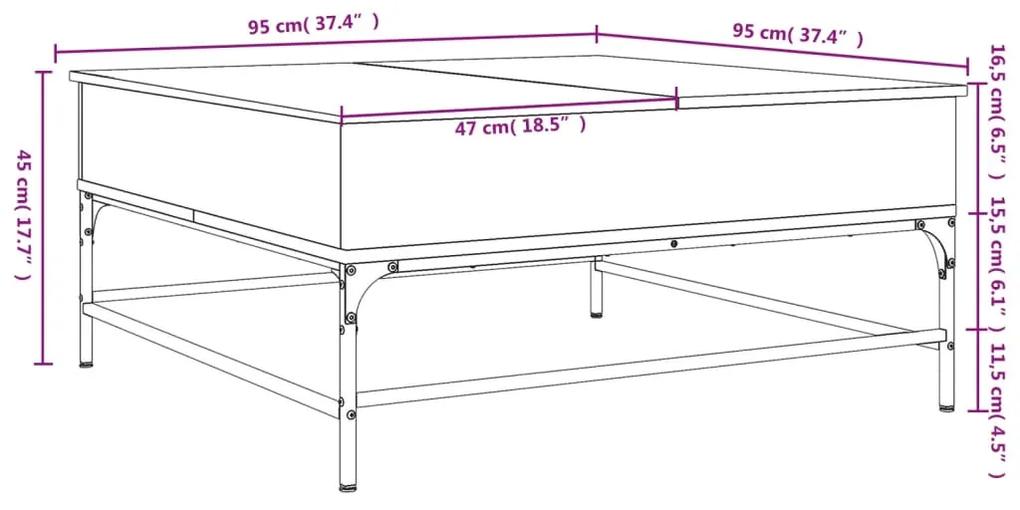 Tavolino Salotto Rovere Marrone 95x95x45 cm Multistrato Metallo