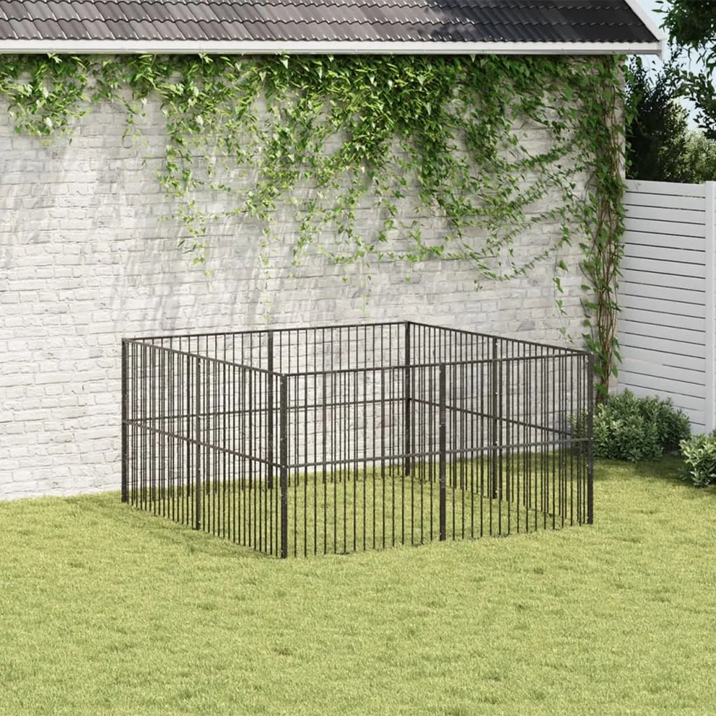 Box per cani 8 pannelli nero acciaio zincato