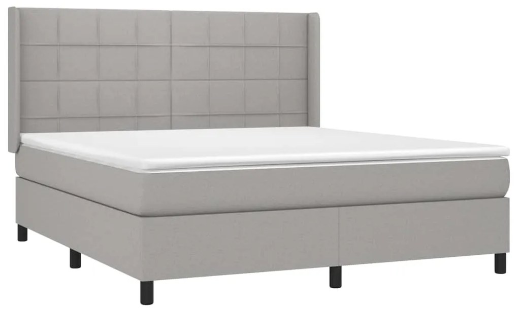 Letto a Molle Materasso e LED Grigio Chiaro 160x200 cm Tessuto