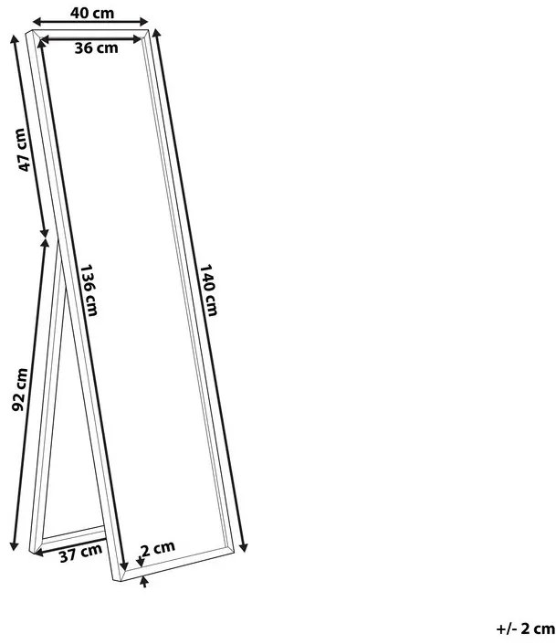 Specchio da terra argento 40 x 140 cm TORCY Beliani