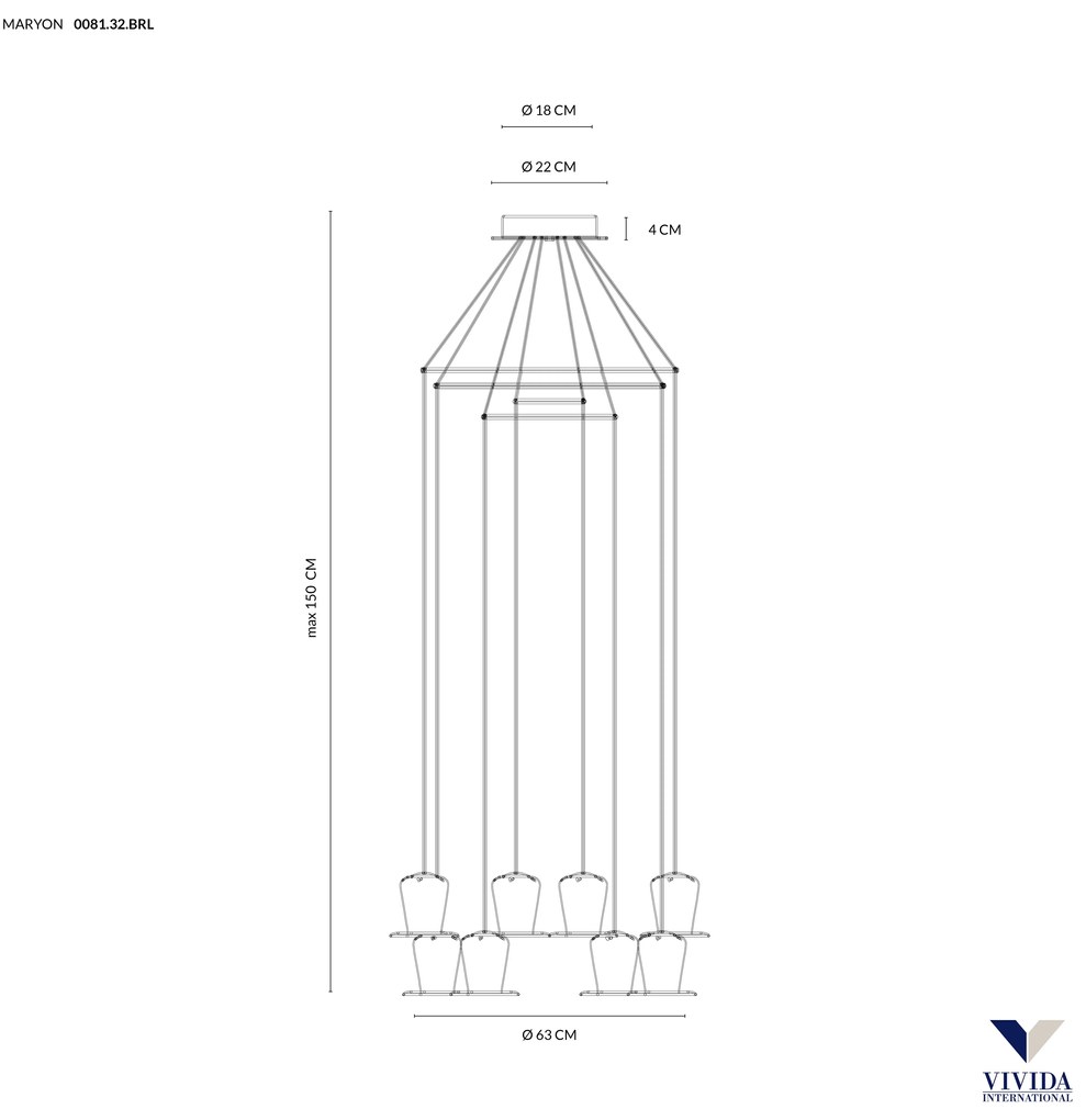 Maryon sospensione 8 luci marrone ossidato 8x2w 3000k