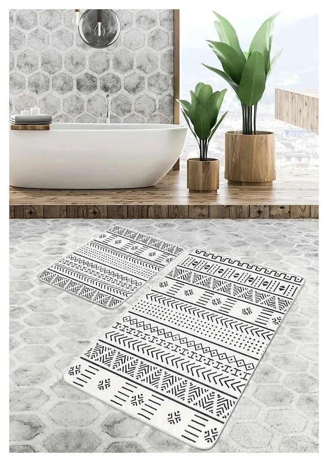 Tappetini da bagno bianchi e neri in set da 2 pezzi 60x100 cm - Mila Home