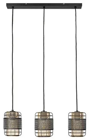 Eudoria 3 Lampada a Sospensione Black/Gold - Lindby