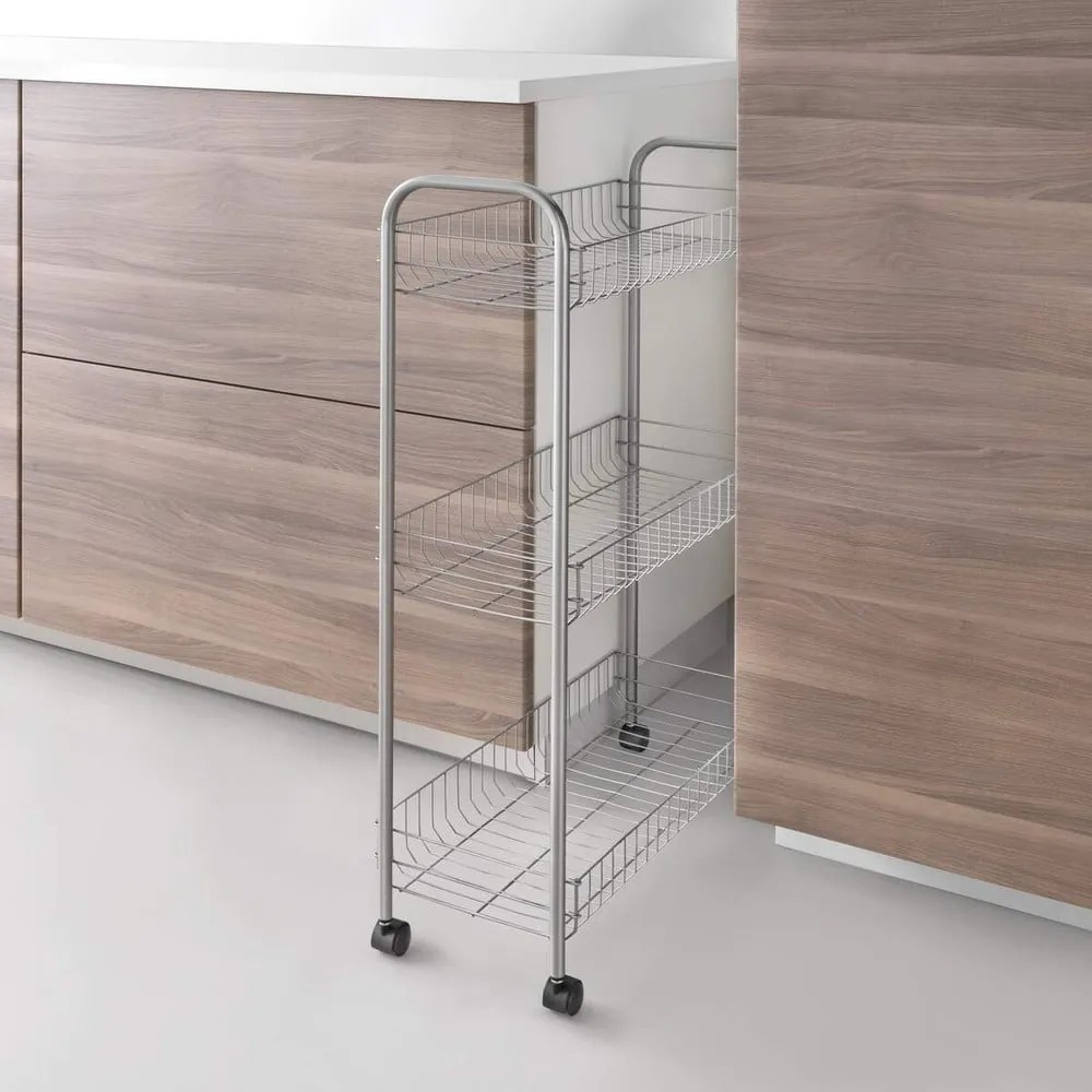 Supporto mobile con 3 ripiani Ascona Slim De Luxe, altezza 84 cm - Metaltex