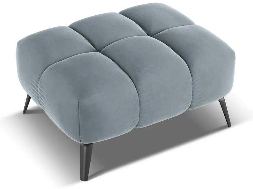 Poggiapiedi azzurro con rivestimento in velluto Nalu – Makamii