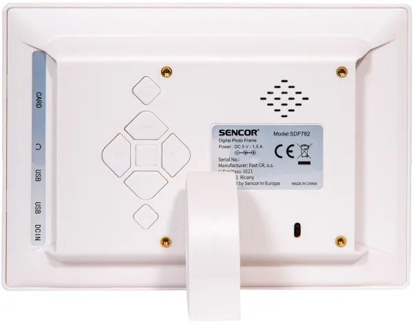 Sencor - Cornice per foto digitale con altoparlante 230V bianco + telecomando