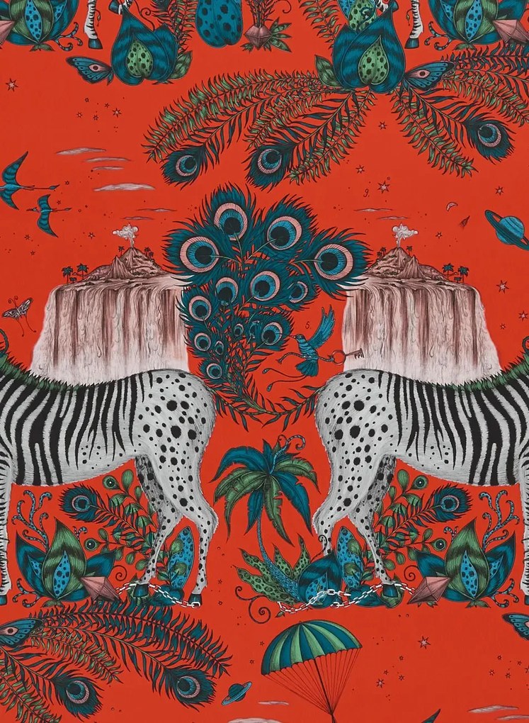 Clarke & Clarke Carta da parati Lost World - red