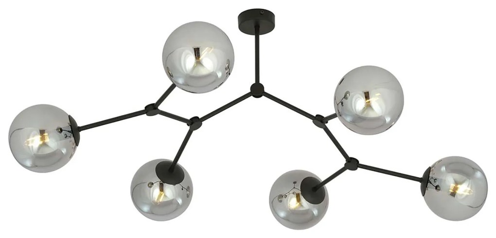 Plafoniera Minimal Iperione Acciaio Nero Grigio 6 Luci E14 Ip20