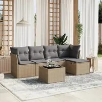 Set Divano da Giardino 6 pz con Cuscini Beige Misto Polyrattan 3263145