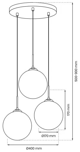 Lampadario a sospensione con filo REFLEX 3xE14/40W/230V
