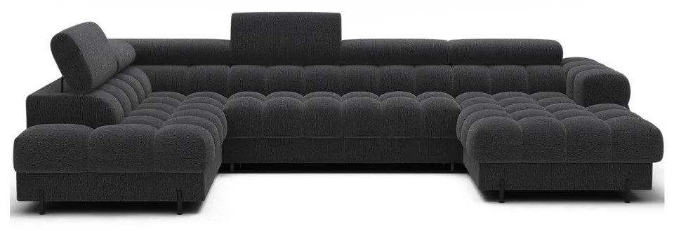 Divano angolare grigio scuro allungabile (con penisola a sinistra/a U) con rivestimento in bouclé Feraria – ELTAP