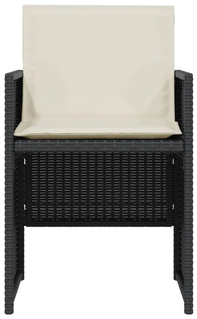 Set da bistrò 3 pz con cuscini nero in polyrattan