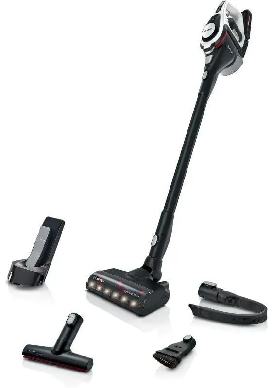 Bosch Serie 8 BBS8214 - Aspirapolvere 2-in-1 senza sacco, ricaricabile 18V, nero e bianco, con batteria da 4 Ah, ideale per animali e pulizie efficaci