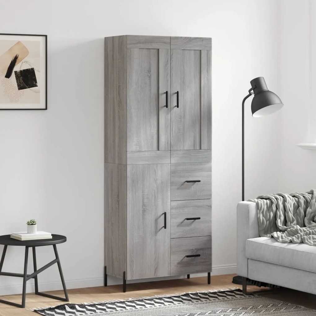 Credenza grigio sonoma 69,5x34x180 cm in legno multistrato