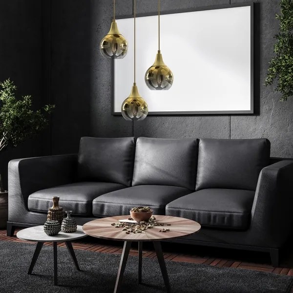 Lampadario a sospensione con filo MONTE 3xE27/60W/230V oro