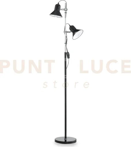 Polly lampada da terra orientabile cromo e nero 2 luci attacco e27
