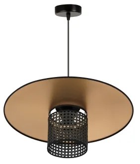 Duolla - Lampadario a sospensione con filo TOKYO RATTAN 1xE27/15W/230V diametro 50 cm oro/nero