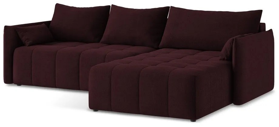Divano angolare burgundy allungabile/con contenitore (con penisola a destra/con chaise lounge) Moku – Makamii