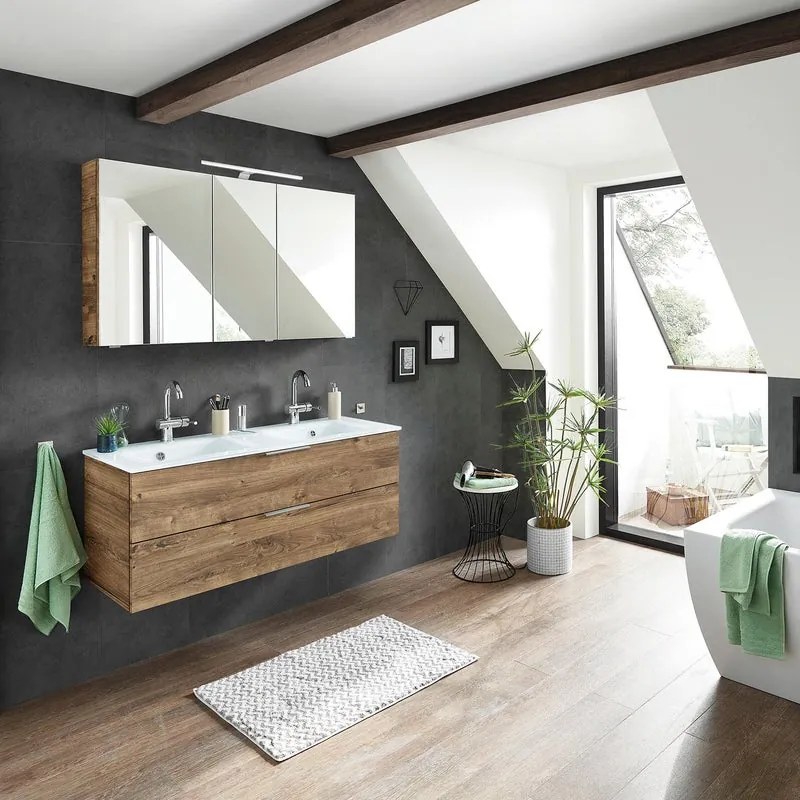 Mobile da bagno sospeso sotto lavabo L 119 x H 48 x P 45 cm rovere, 2 cassetti PELIPAL Madeo