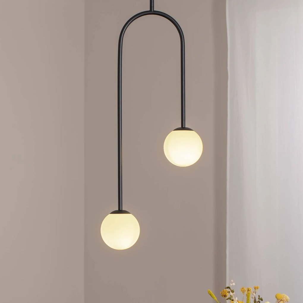 ALDEX Lampada a sospensione Nave, nero, metallo, vetro, a 2 luci