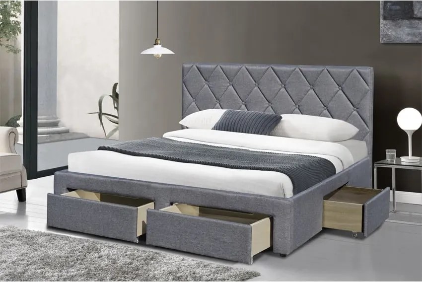 Letto Betina imbottito in grigio - 160x200 cm