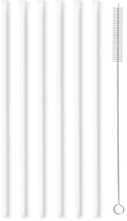 Set di 6 cannucce in vetro bianco per bere, lunghezza 20 cm - Vialli Design