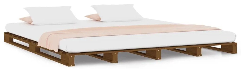 Letto a pallet miele 120x200 cm in legno massello di pino