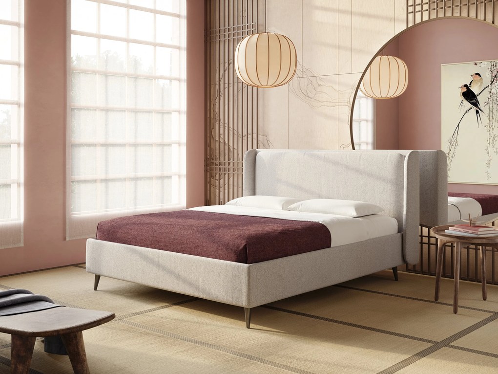Nadine letto contenitore di design e comfort Italiano in tessuto impermeabile T19