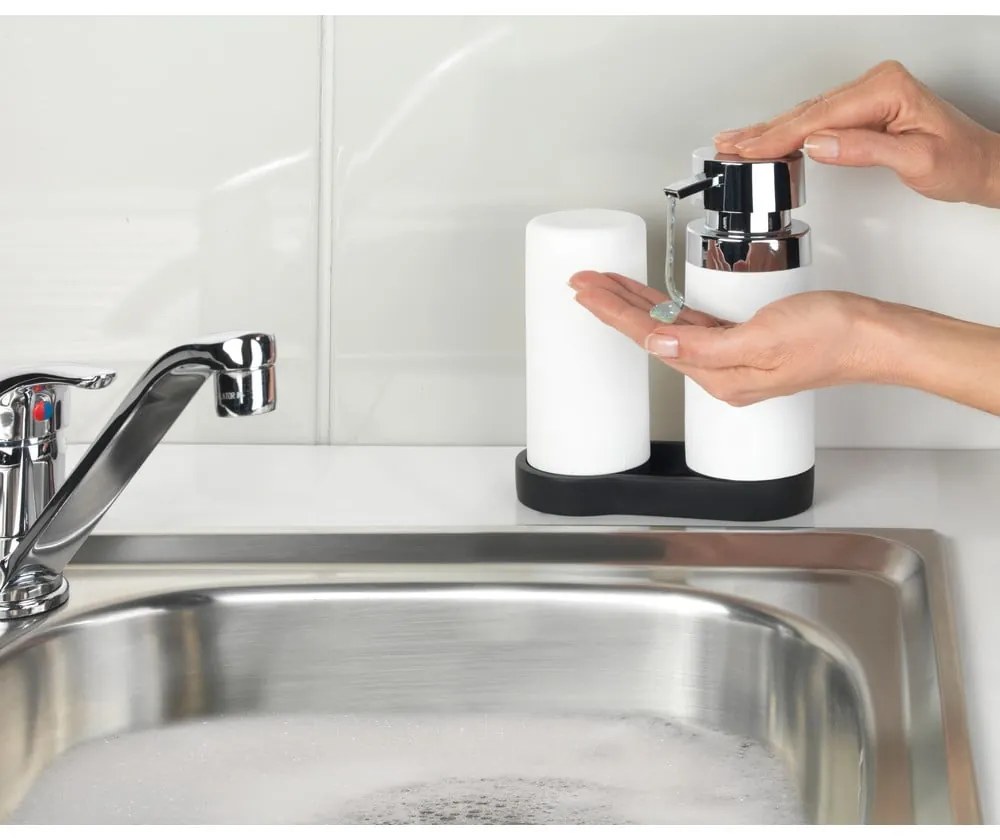 Set di 2 dispenser di detersivo bianco con vaschetta Squeeze, 250 ml Easy Squeez-e - Wenko