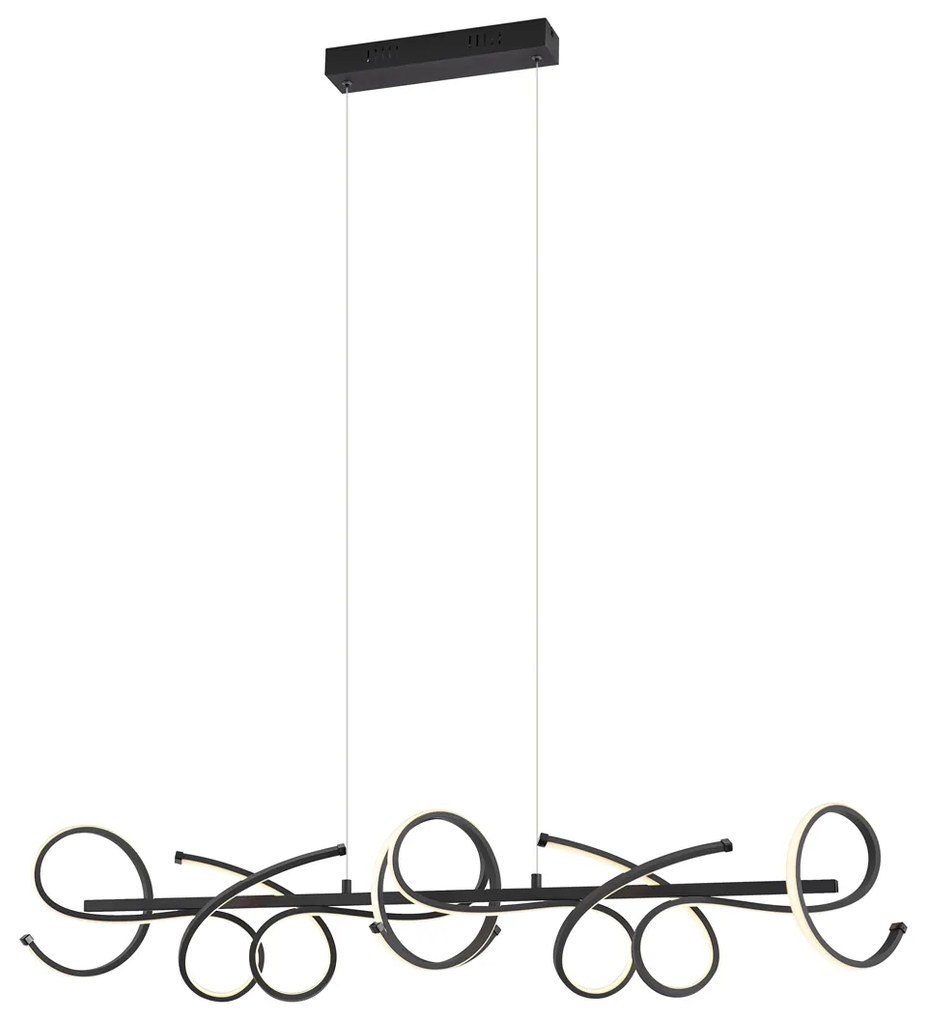 Lampada a sospensione di design allungata nera dimmerabile a 3 fasi - Krisscross
