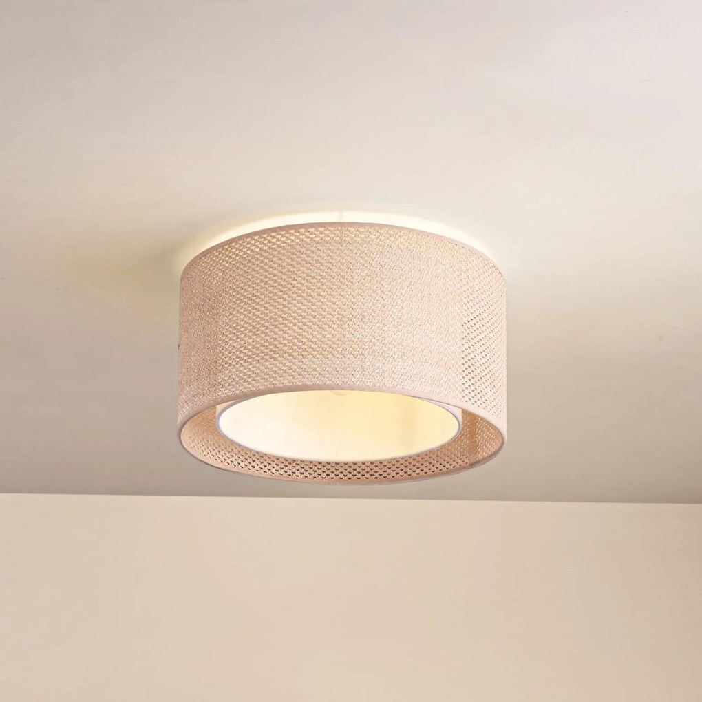 Plafoniera soffitto Soula Lindby, dimmerabile, Crema / Ambra, Soggiorno / Sala da pranzo, Plastica, Campagna / Rustiche, Plafoniera