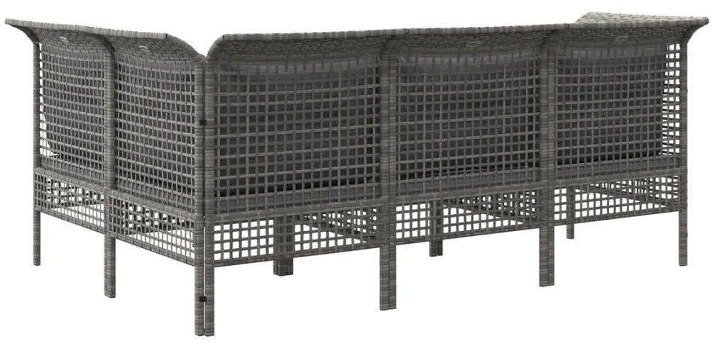 Set Divani da Giardino 4 pz con Cuscini in Polyrattan Grigio