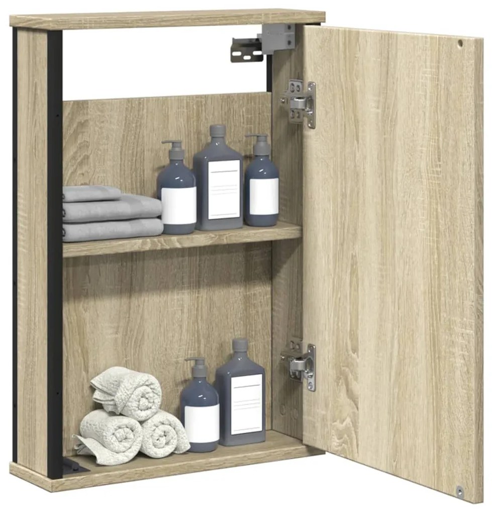 Mobile Bagno Con Specchio Rovere Sonoma 42x12x60 Cm Multistrato /