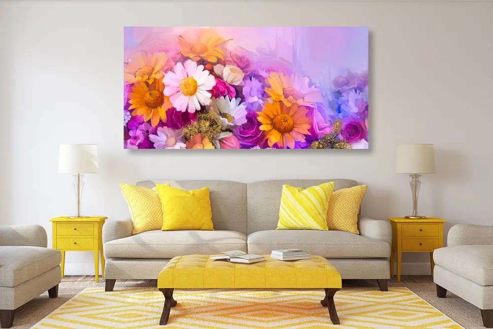 Stampa su tela – Dipinto a olio di fiori colorati