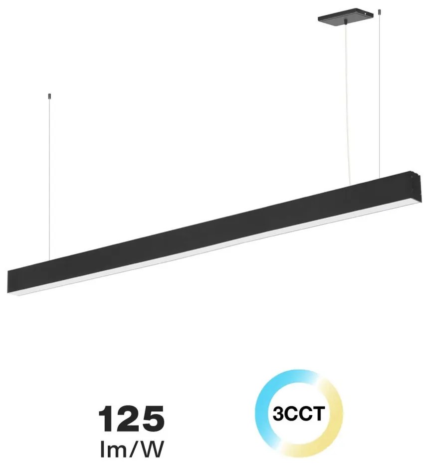 Lampada Lineare LED a Sospensione 55W 150cm nera con driver Philips Colore Bianco Variabile CCT