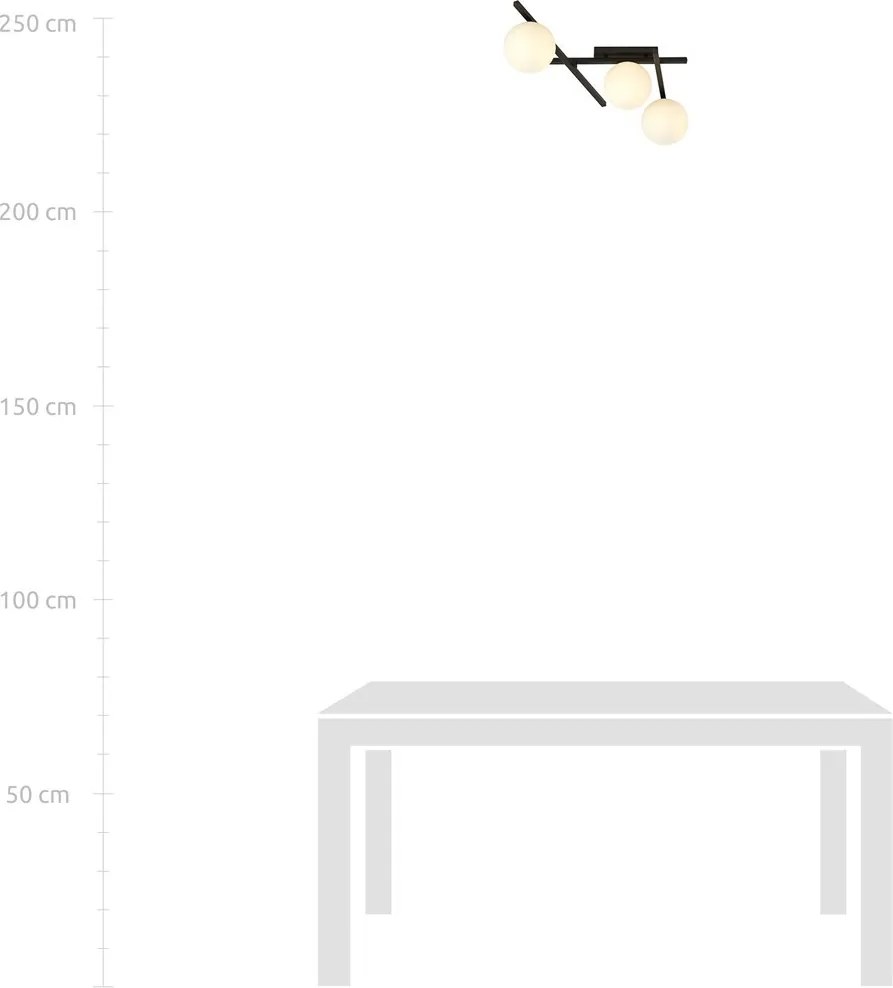 Lampadario da Soffitto in Acciaio e Vetro SMART 3 Nero 3xE14