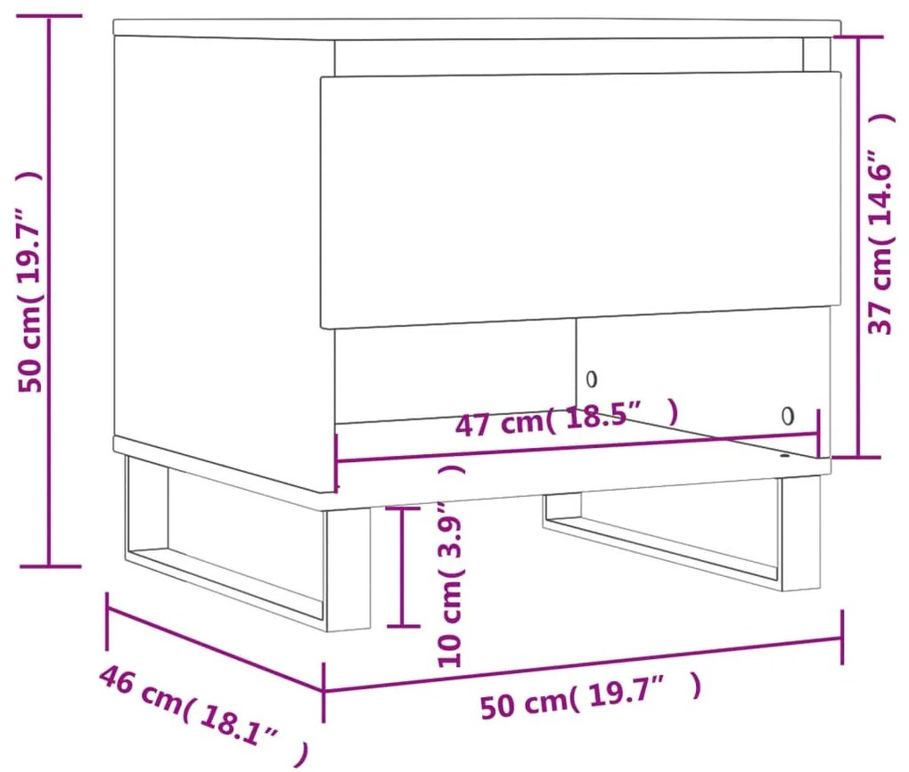 Tavolino da Salotto Grigio Sonoma 50x46x50 cm Legno Multistrato