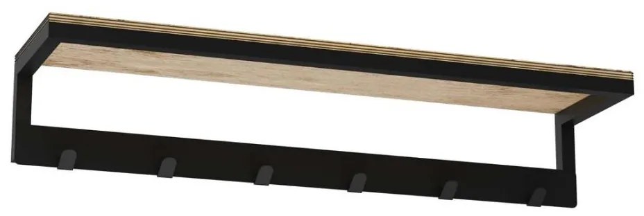 Porta asciugamani da parete con ripiano 10x60 cm nero