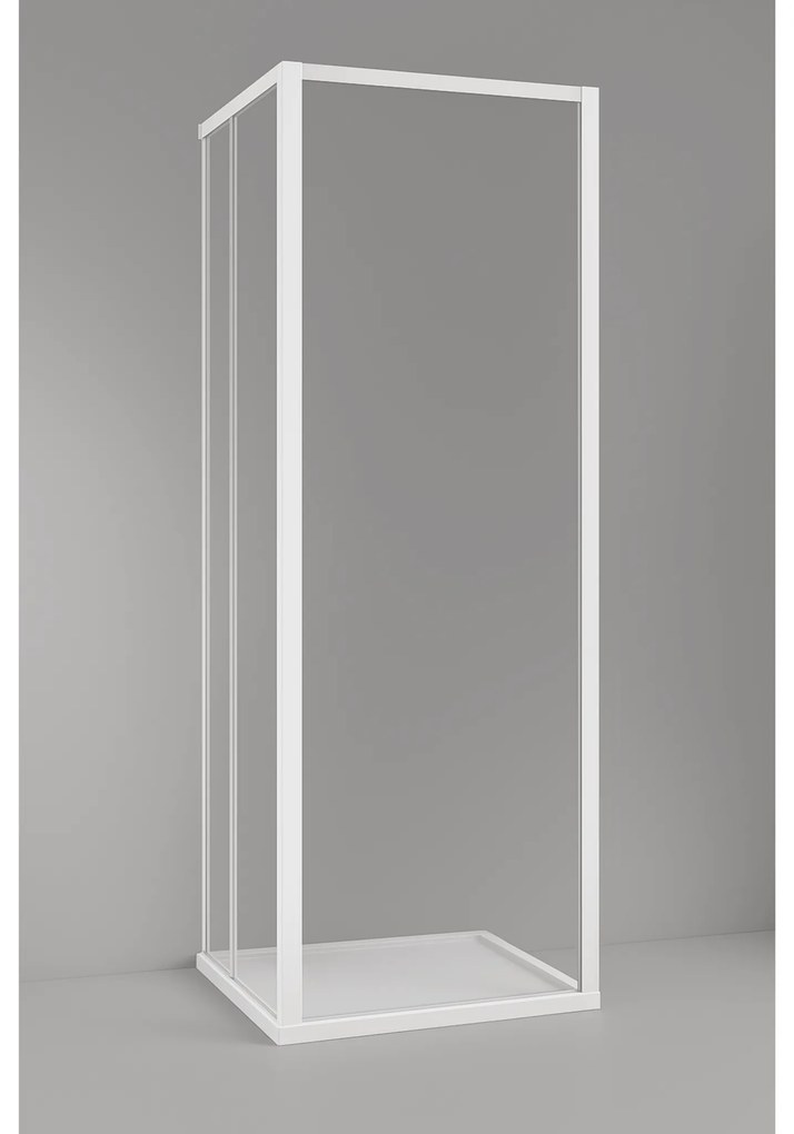 Parete Fissa Per Box Doccia Angolare Est.78-82 Cm Giava "Smeralda" Bianco/Vetro Trasparente