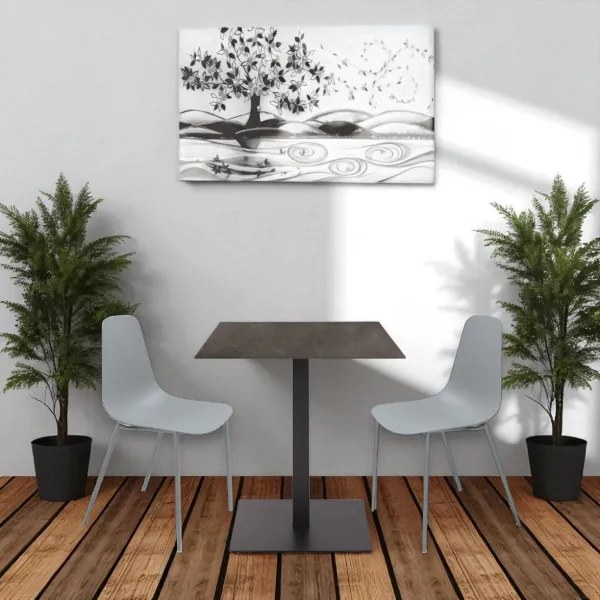 Tavolo quadrato da bar pub ristorante per esterno 70x70 cm piano in HPL Piombo H 74