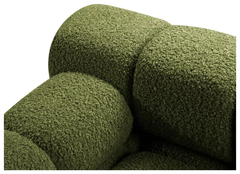 Divano componibile verde con rivestimento in bouclé 288 cm Bellis – Micadoni