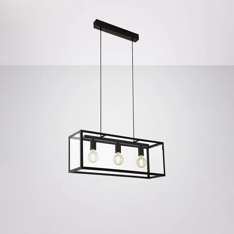 Lampadario Industriale Charterhouse nero paralume nero 3x E27 Ø0cm EGLO