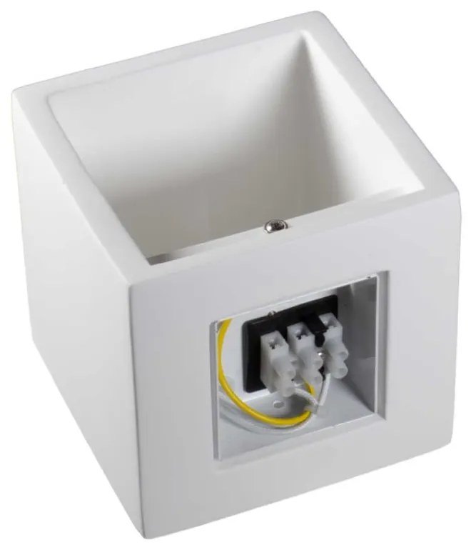 Applique da Parete a forma di Cubo in Gesso Pitturabile, G9 Materiale Gesso