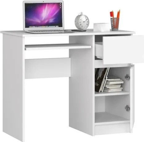 Scrivania 90x50 Con Anta E Cassetto Laterali A Destra Artika Bianca